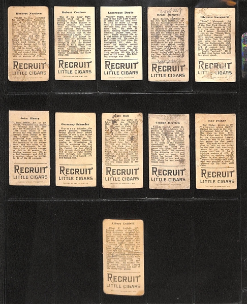Lot Of 11 1912 T207 Various Teams Cards w. Rube Marquard, Becker, Doyle, Coulson, Northen, Fisher, Derrick, Ball, Schaefer, Henry, Liefeld